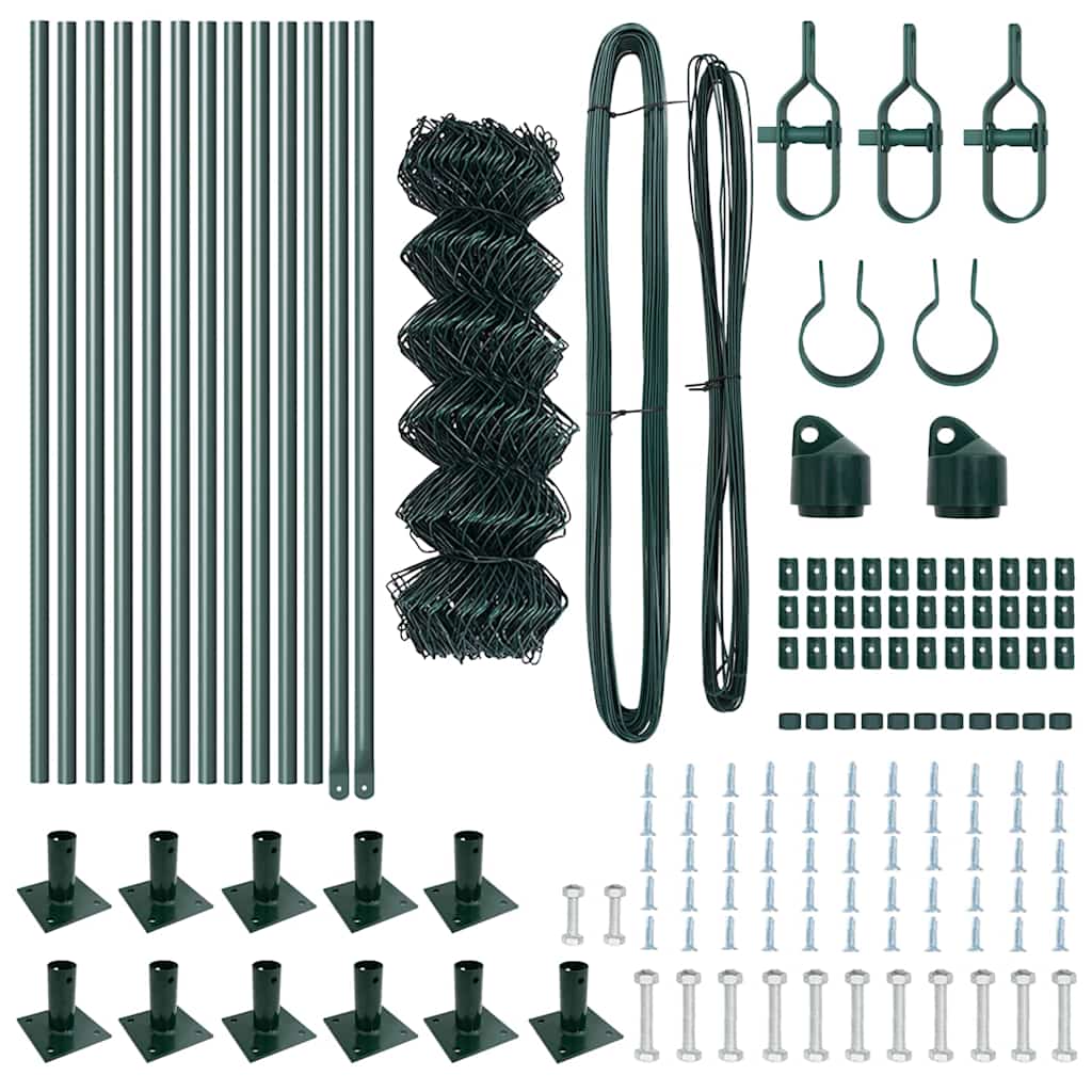 vidaXL Σετ Στύλων Φράχτη Ασημί 25 x 0.4 μ Επικαλυμμένος Χάλυβας