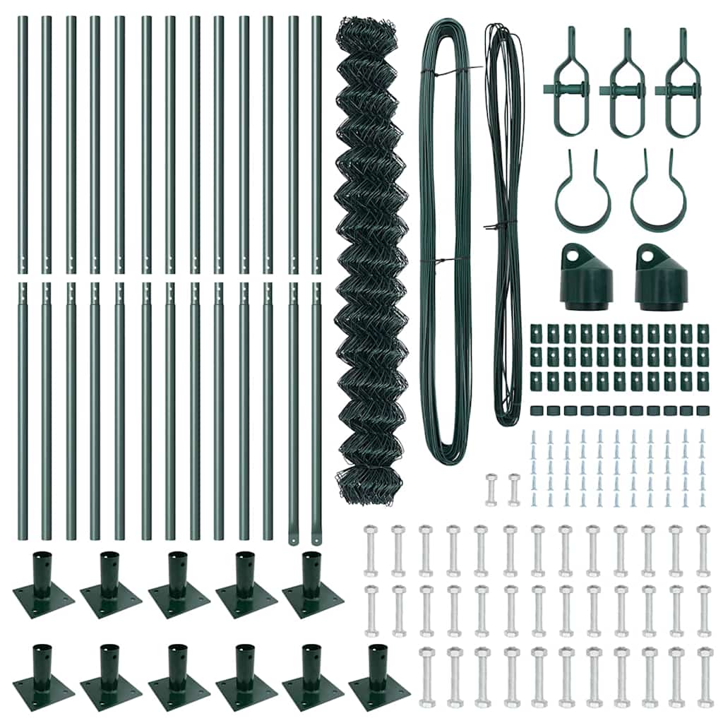 vidaXL Σετ Στύλων Φράχτη Ασημί 25 x 1.4 μ Επικαλυμμένος Χάλυβας