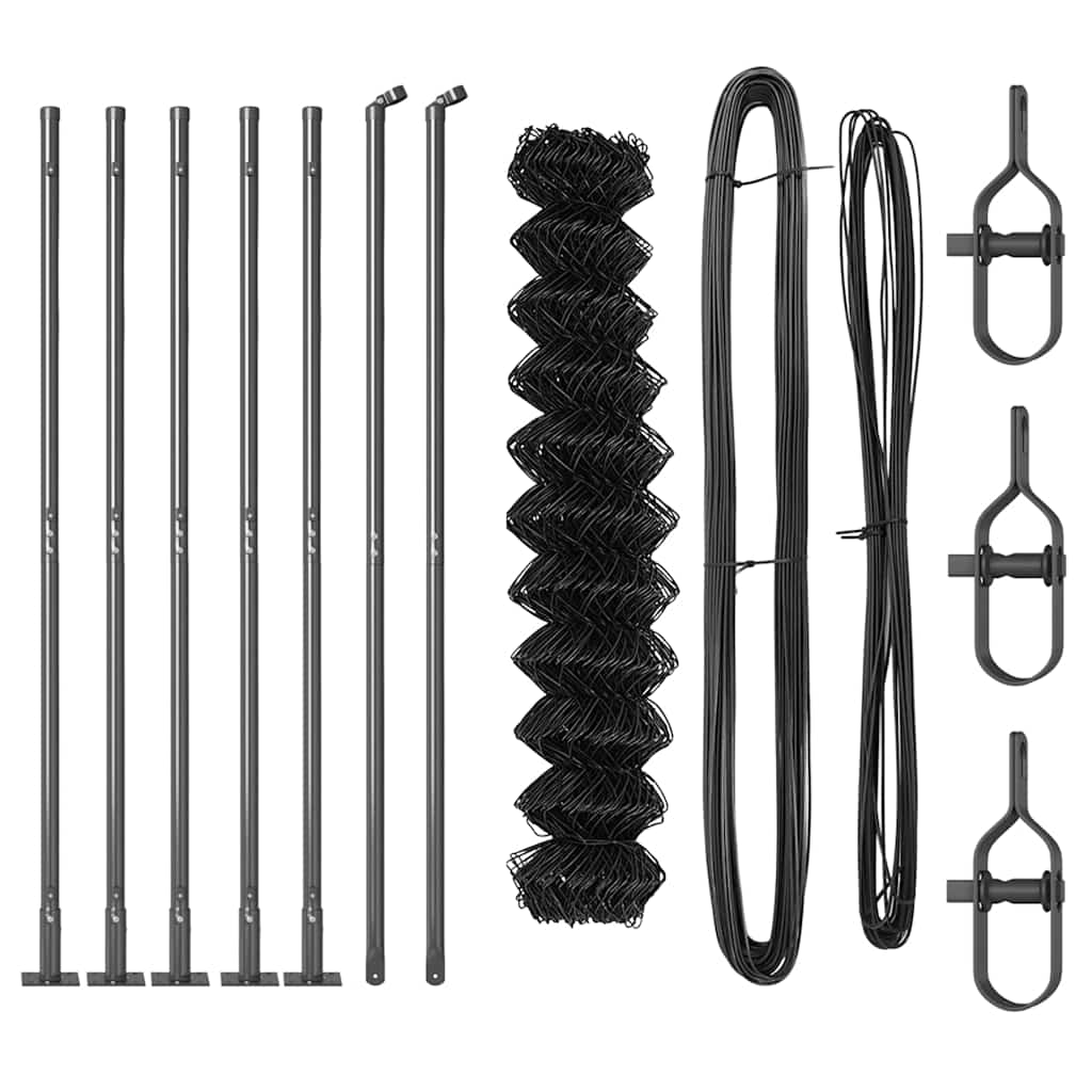 vidaXL Σετ Στύλων Φράχτη Ασημί 10 x 1 μ Επικαλυμμένος Χάλυβας