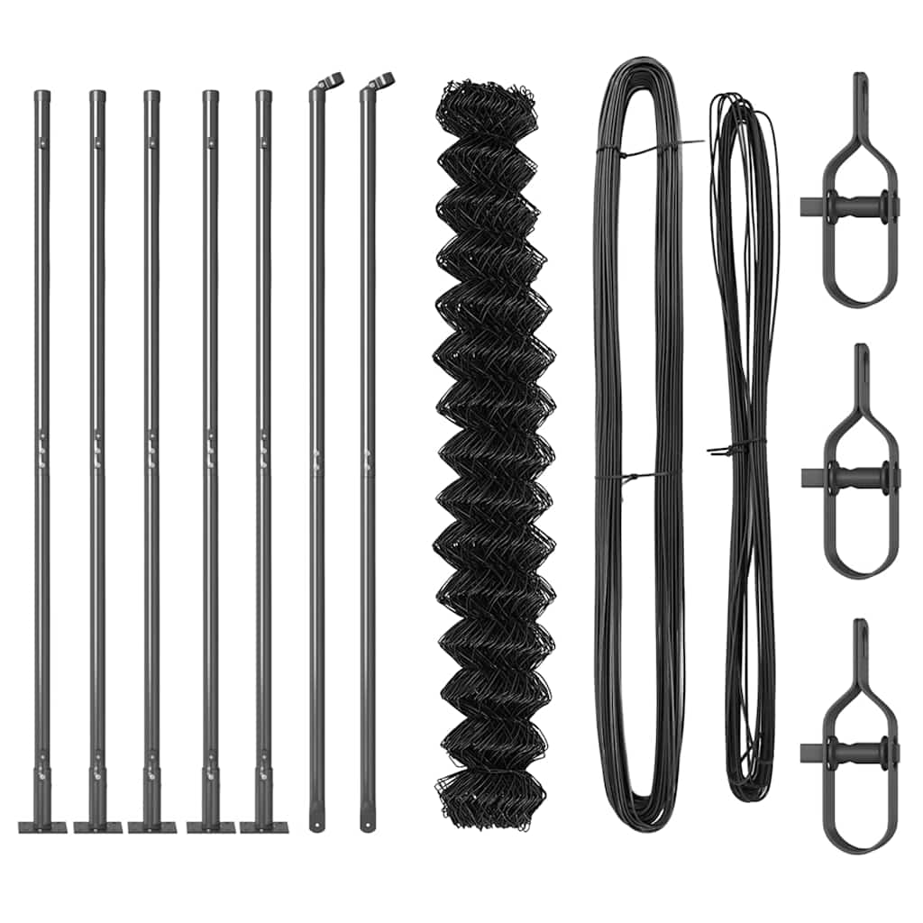 vidaXL Σετ Στύλων Φράχτη Ασημί 10 x 1.6 μ Επικαλυμμένος Χάλυβας
