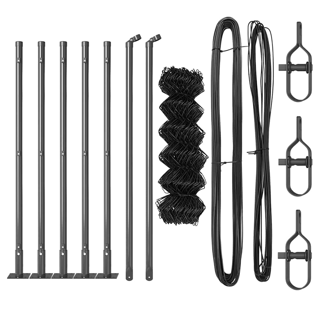 vidaXL Σετ Στύλων Φράχτη Ασημί Κανονικός Επικαλυμμένος Χάλυβας