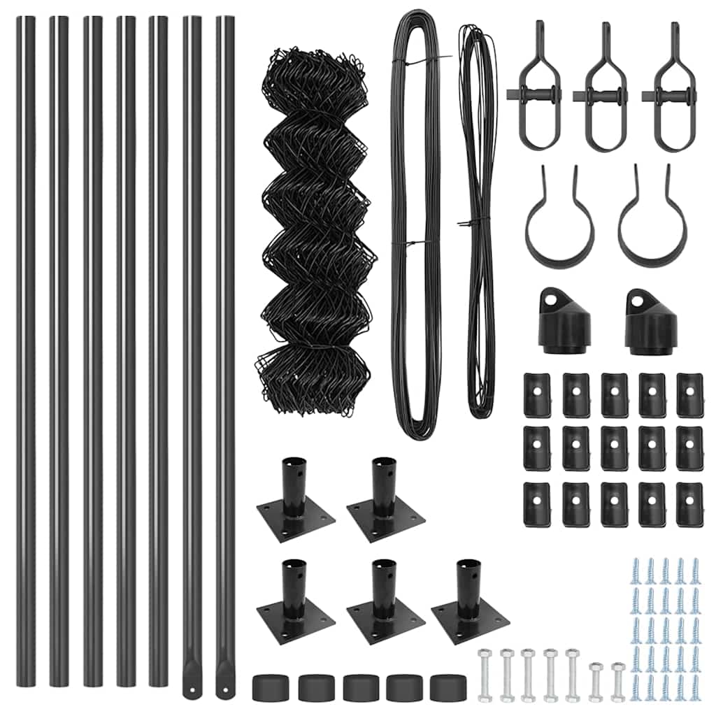 vidaXL Σετ Στύλων Φράχτη Ασημί Κανονικός Επικαλυμμένος Χάλυβας