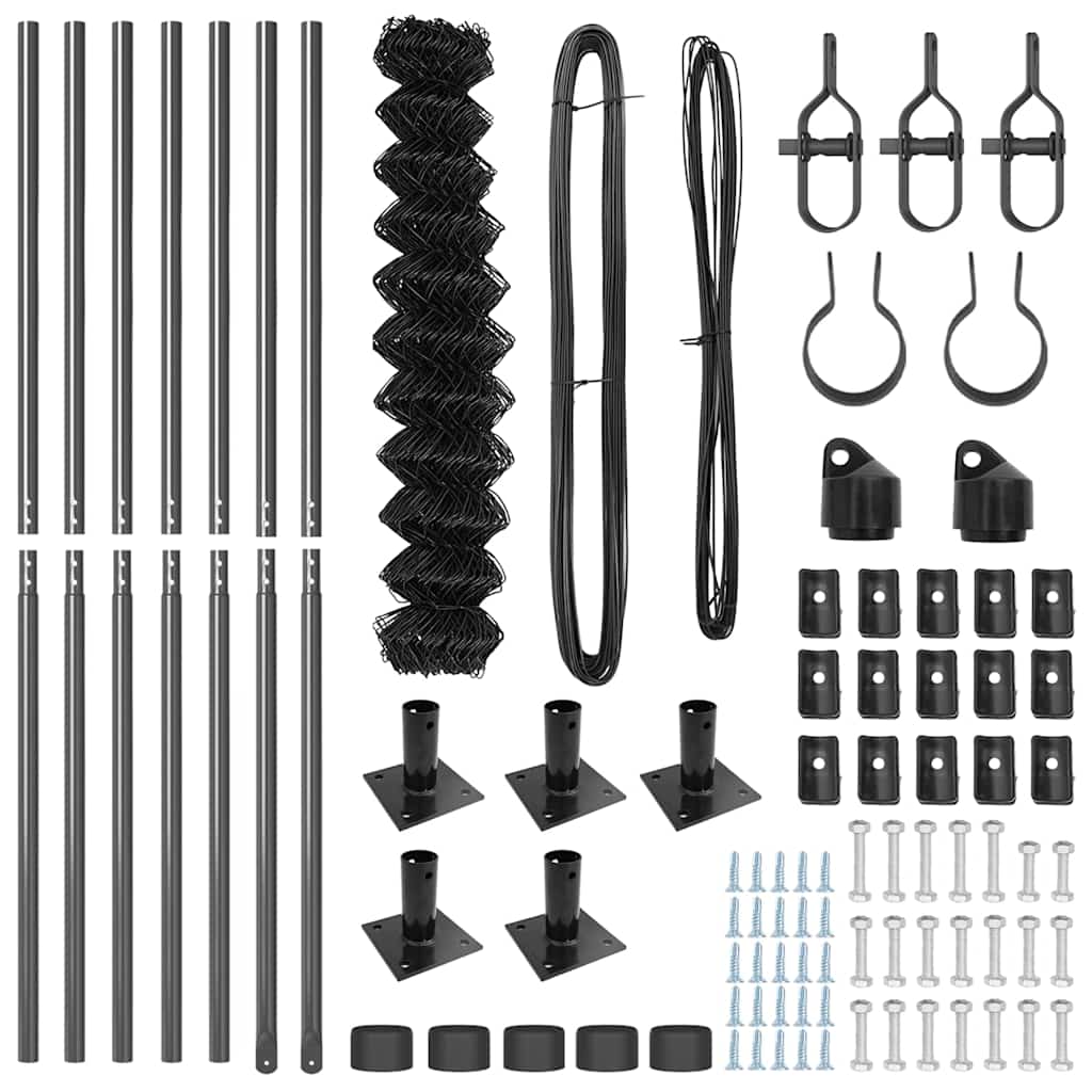 vidaXL Σετ Στύλων Φράχτη Ασημί 10 x 0.8 μ Επικαλυμμένος Χάλυβας