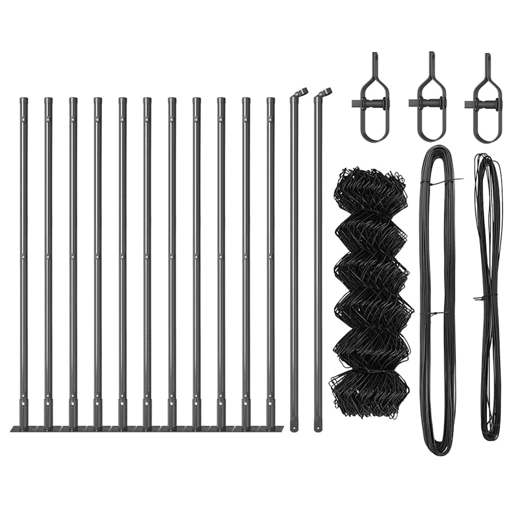 vidaXL Σετ Στύλων Φράχτη Ασημί 25 x 0.4 μ Επικαλυμμένος Χάλυβας