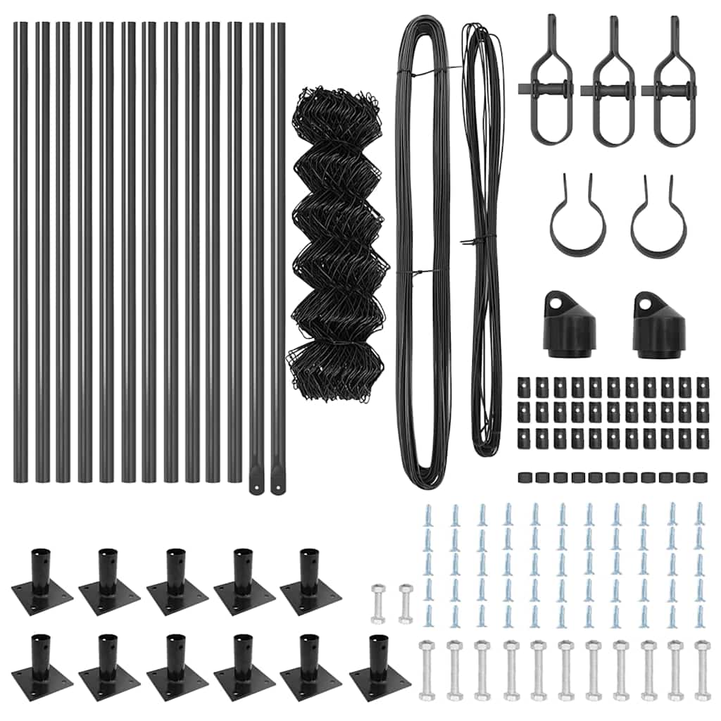 vidaXL Σετ Στύλων Φράχτη Ασημί 25 x 0.4 μ Επικαλυμμένος Χάλυβας