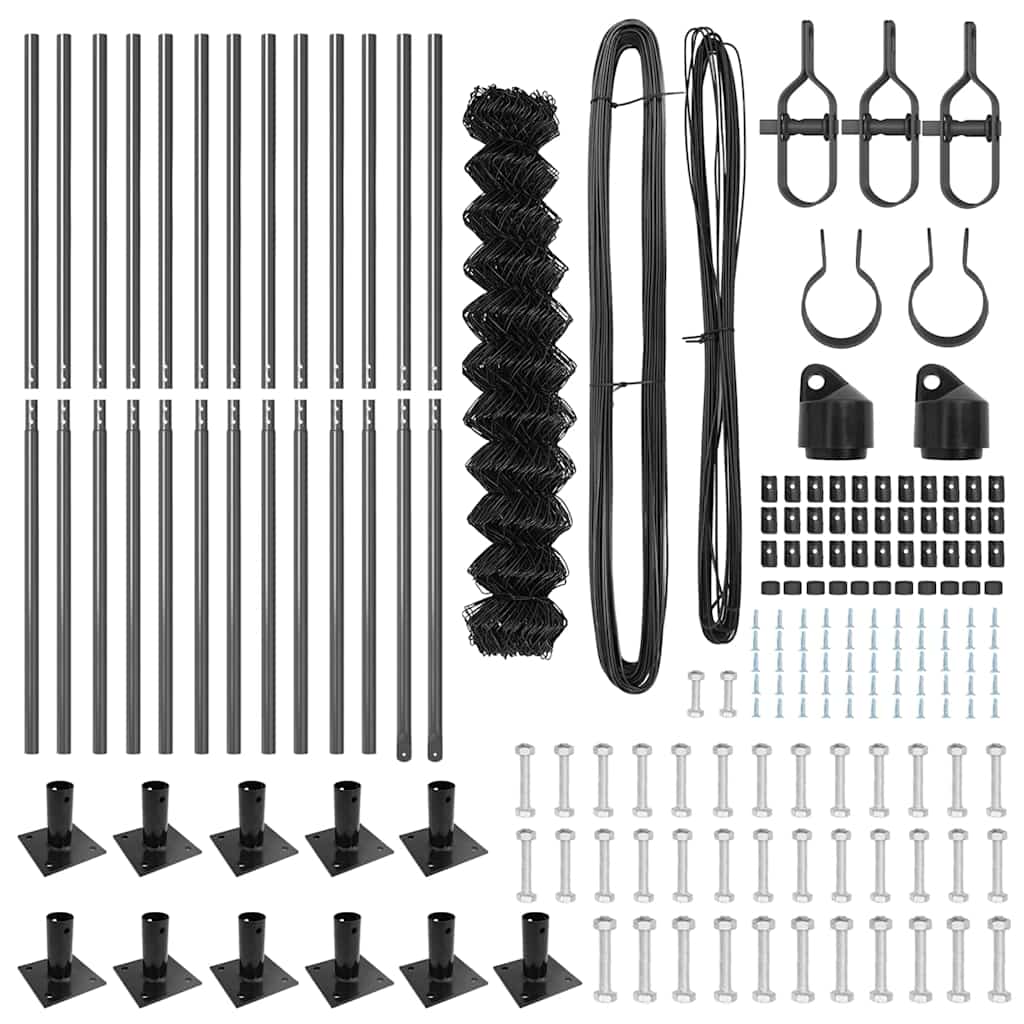vidaXL Σετ Στύλων Φράχτη Ασημί Large Επικαλυμμένος Χάλυβας