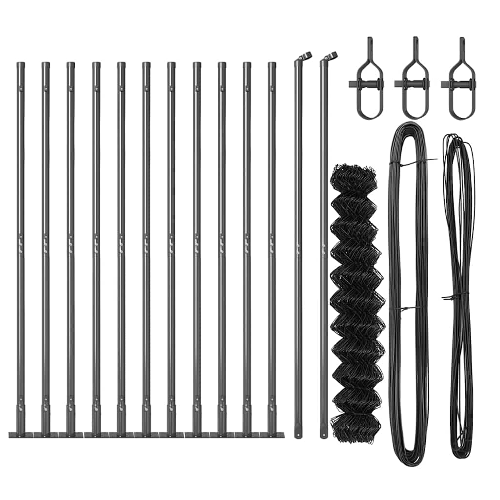 vidaXL Σετ Στύλων Φράχτη Ασημί 25 x 0.8 μ Επικαλυμμένος Χάλυβας