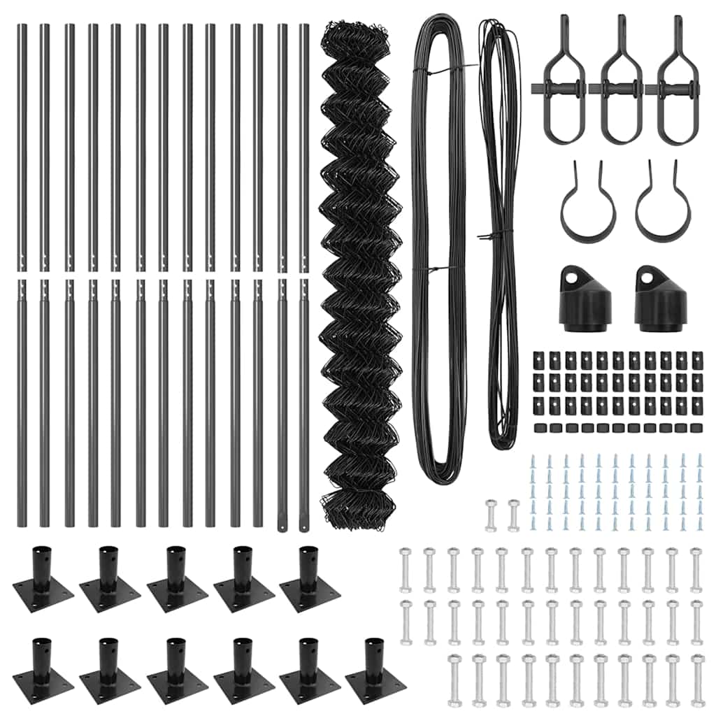 vidaXL Σετ Στύλων Φράχτη Ασημί 25 x 1.6 μ Επικαλυμμένος Χάλυβας