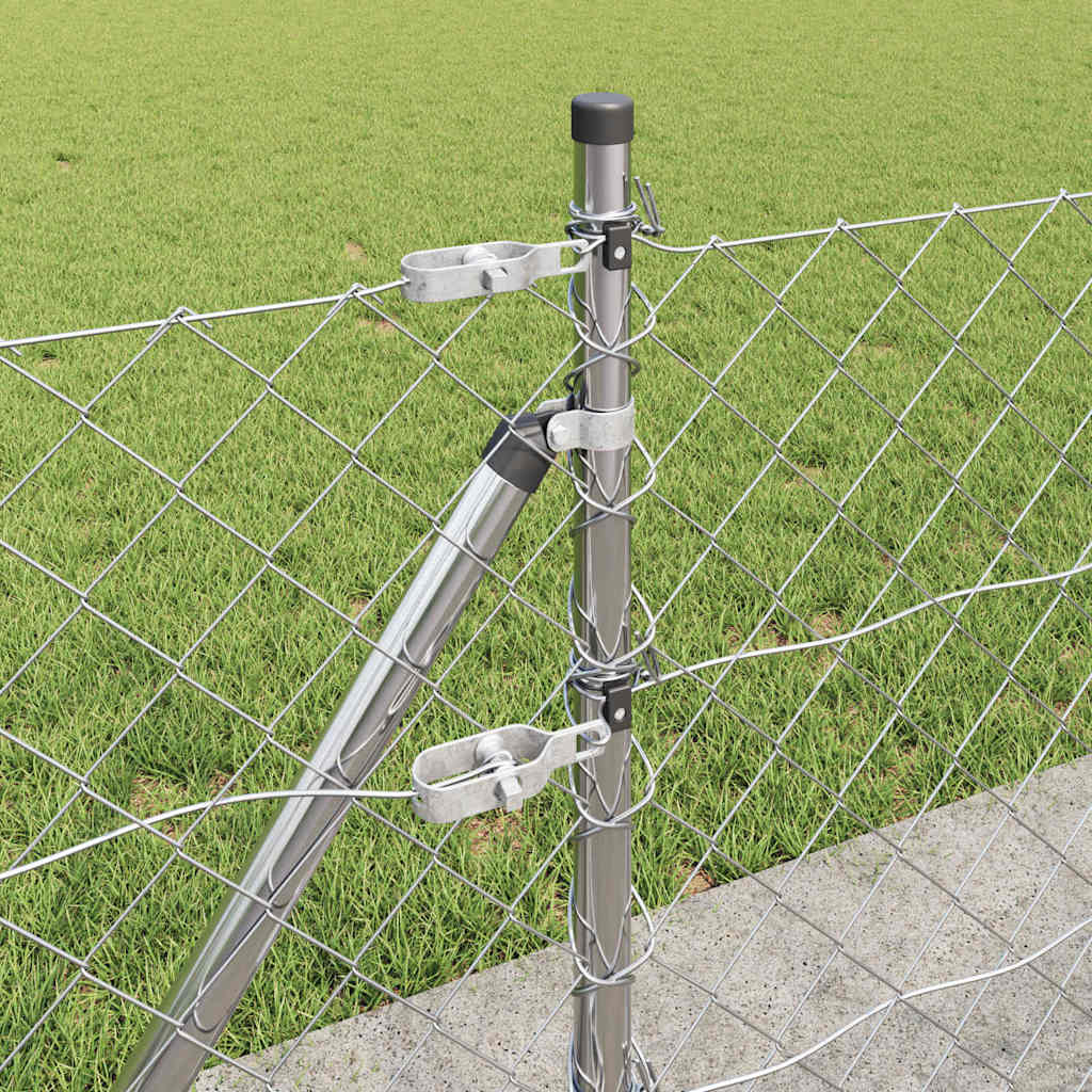 vidaXL Σετ Στύλων Φράχτη Ασημί 10 x 0.4 μ Γαλβανισμένος χάλυβας