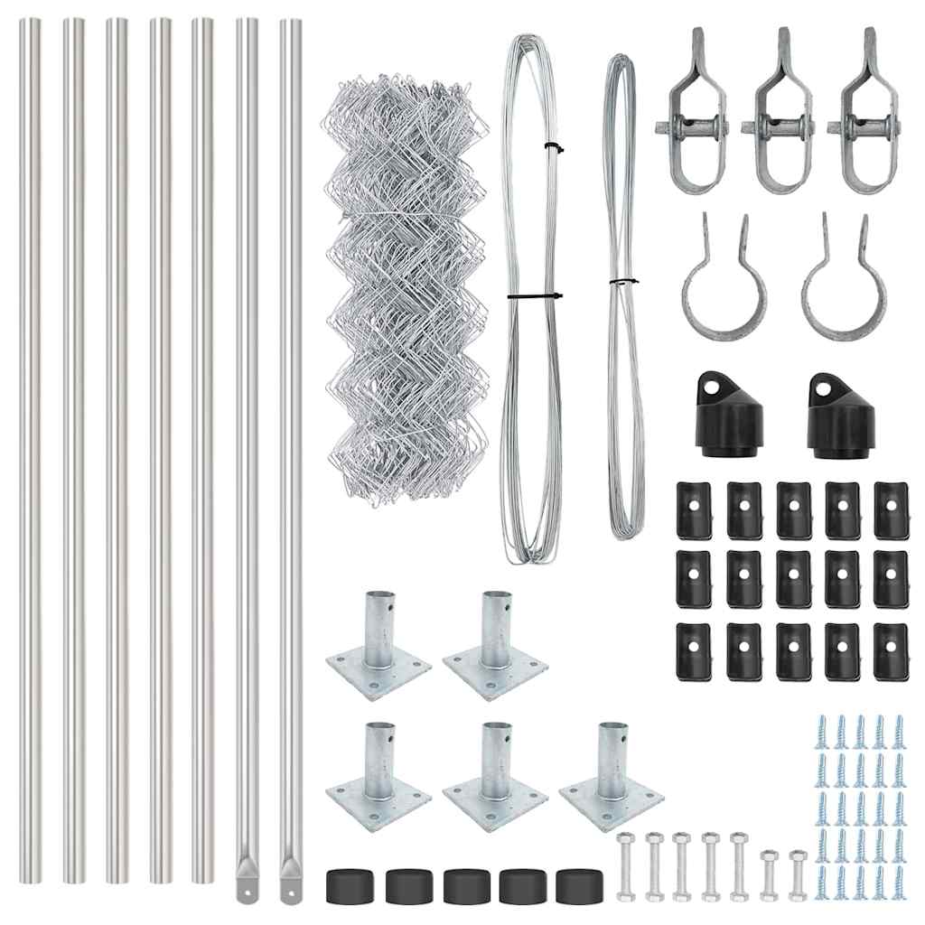 vidaXL Σετ Στύλων Φράχτη Ασημί 10 x 0.6 μ Γαλβανισμένος χάλυβας