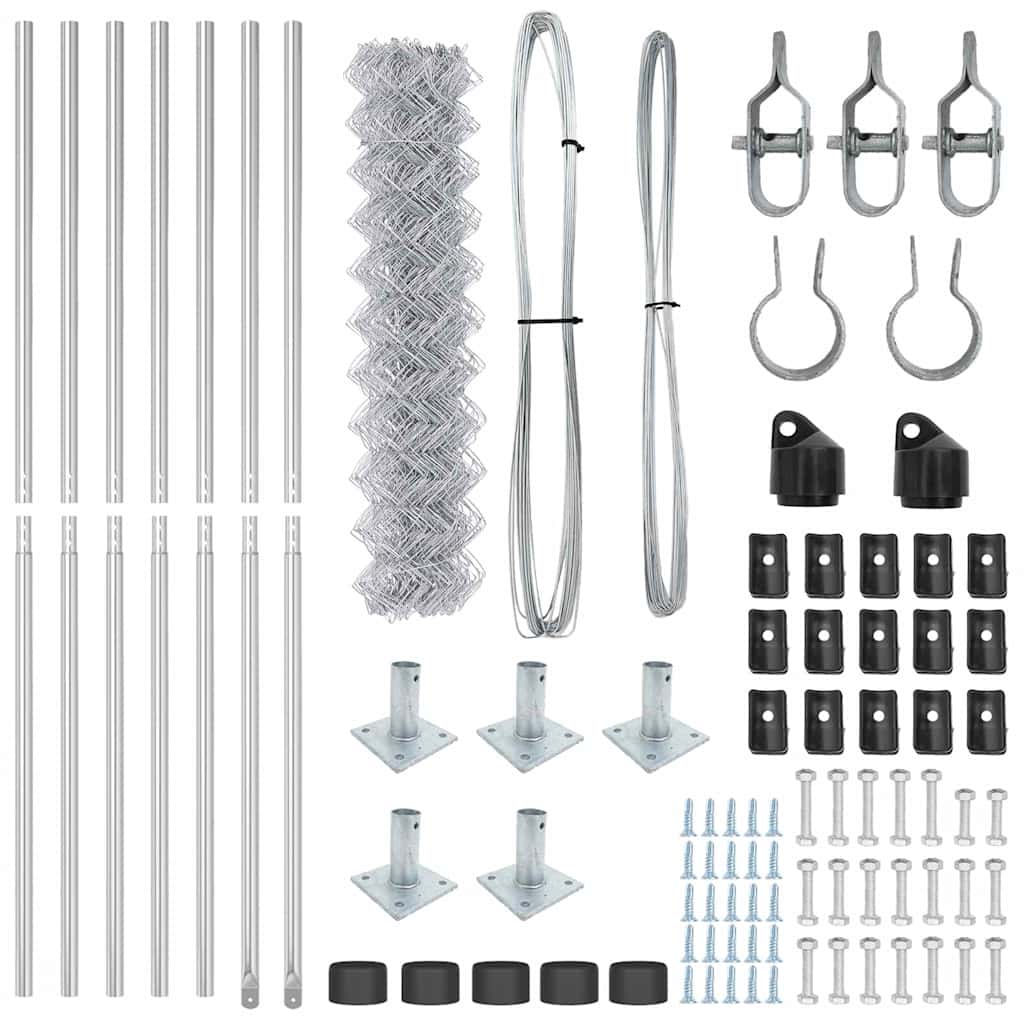 vidaXL Σετ Στύλων Φράχτη Ασημί 10 x 1.2 μ Επικαλυμμένος Χάλυβας