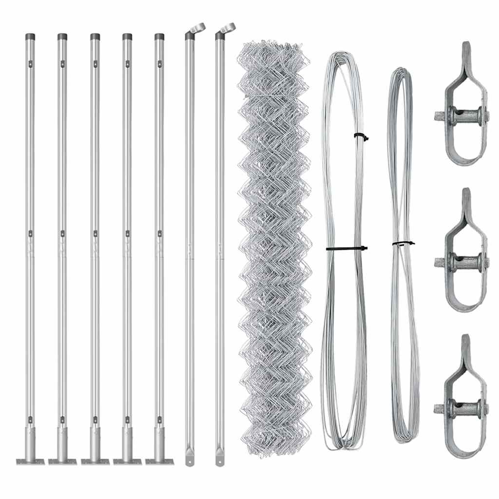vidaXL Σετ Στύλων Φράχτη Ασημί 10 x 1.5 m Γαλβανισμένος χάλυβας