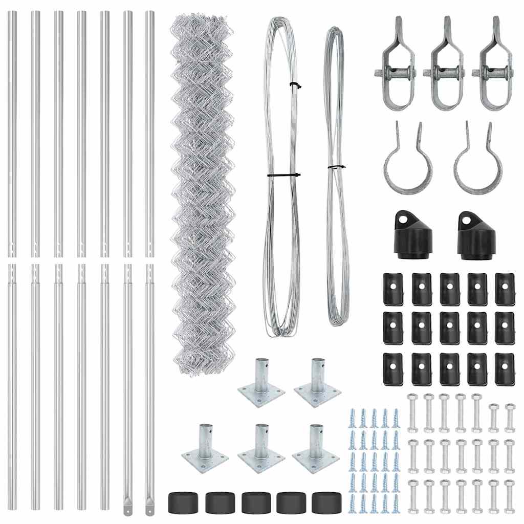 vidaXL Σετ Στύλων Φράχτη Ασημί 10 x 1.5 m Γαλβανισμένος χάλυβας