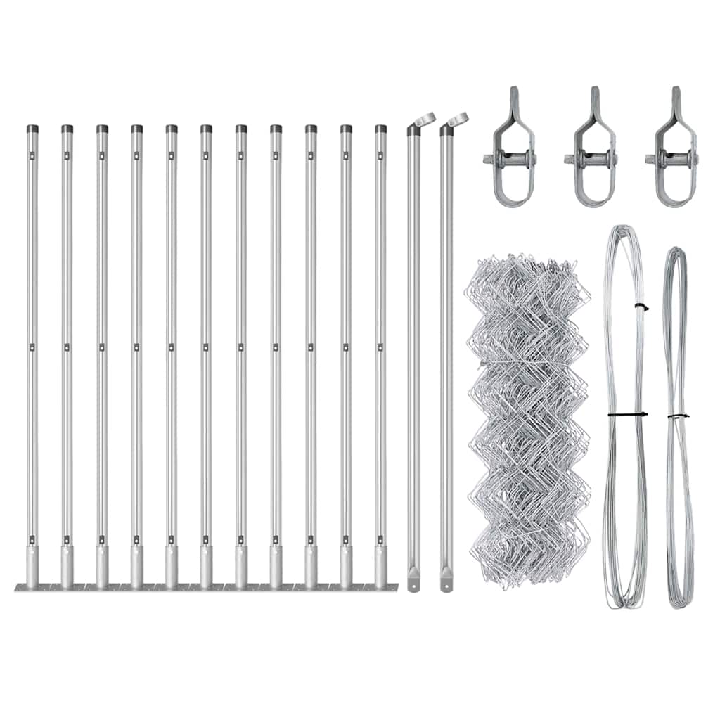 vidaXL Σετ Στύλων Φράχτη Ασημί Large Γαλβανισμένος χάλυβας