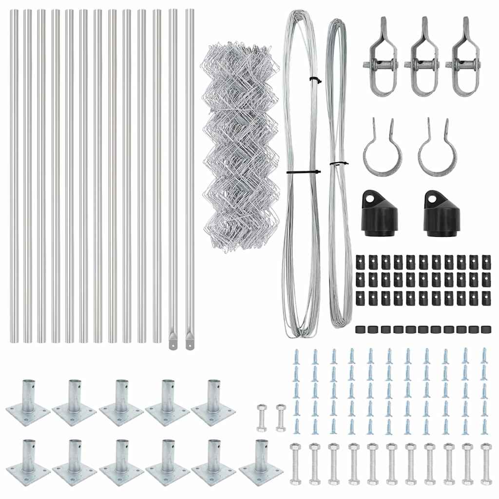 vidaXL Σετ Στύλων Φράχτη Ασημί Large Γαλβανισμένος χάλυβας