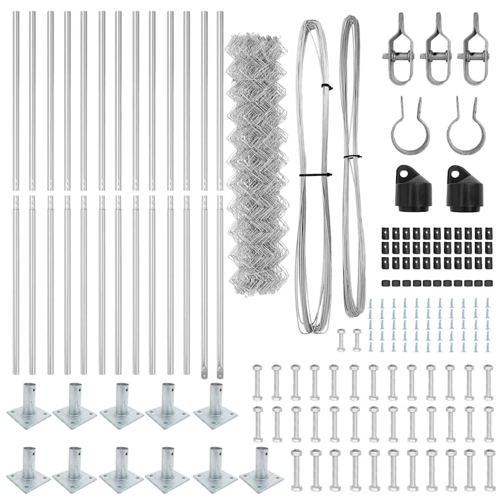 vidaXL Σετ Στύλων Φράχτη Ασημί 25 x 0.8 μ Επικαλυμμένος Χάλυβας