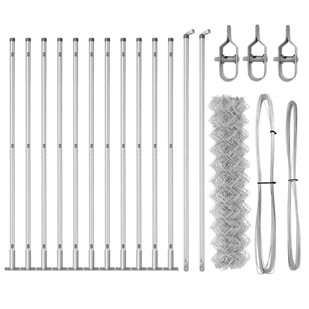 vidaXL Σετ Στύλων Φράχτη Ασημί 25 x 0.8 μ Γαλβανισμένος χάλυβας