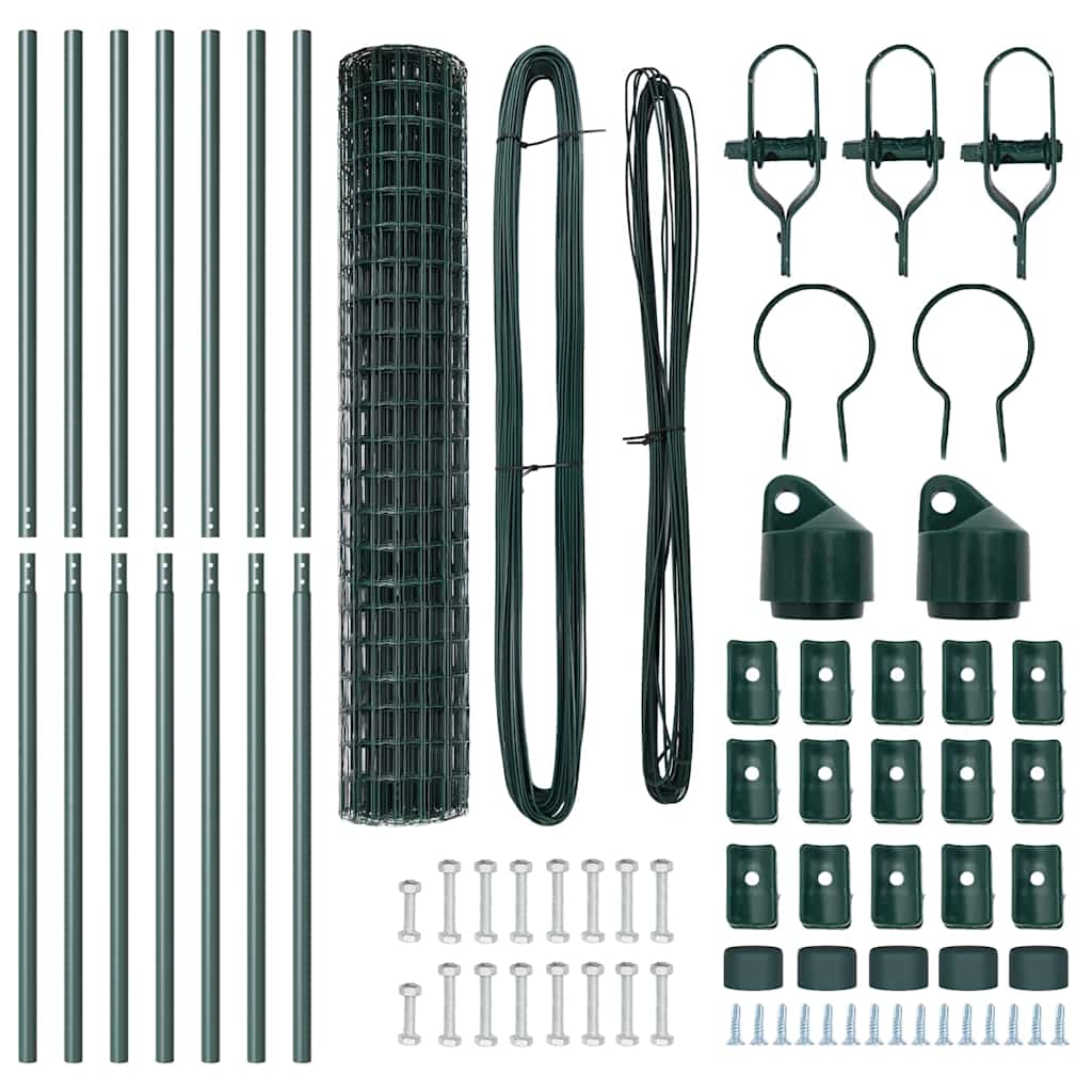 vidaXL Euro Fence με 7 Πασσάλους 1.5x10 m Γαλβανισμένος Χάλυβας Πράσινος