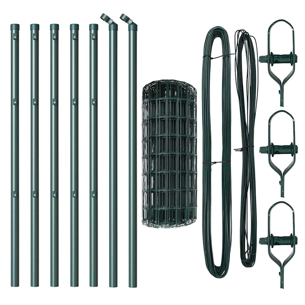 vidaXL Euro Fence με 7 στύλους 0.6x10 μ από γαλβανισμένο χάλυβα Πράσινο