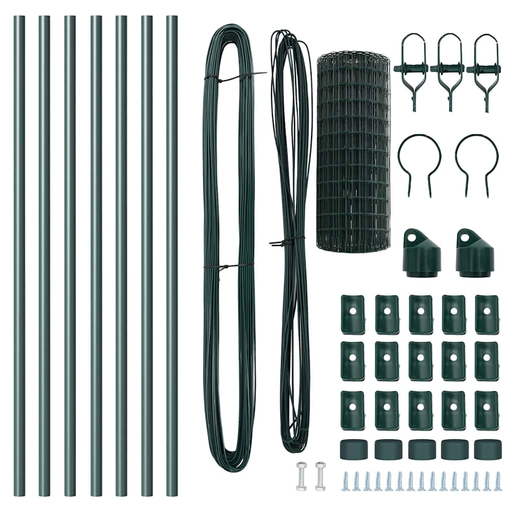 vidaXL Ευρωπαϊκή Περίφραξη με 7 Πόλους 0.6x10 μ Γαλβανισμένος Χάλυβας Πράσινος