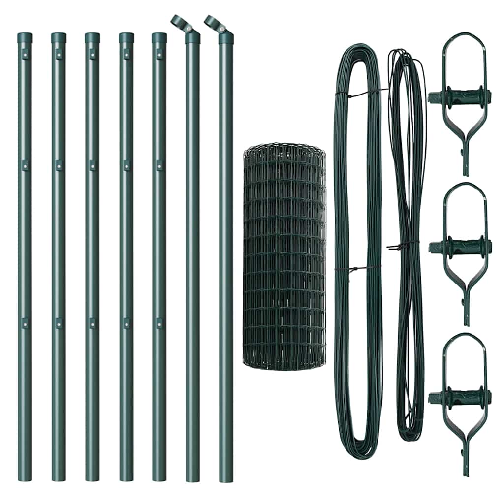 vidaXL Euro Fence με 7 Στυλώματα 0.8x10 μ Γαλβανισμένος Χάλυβας Πράσινος