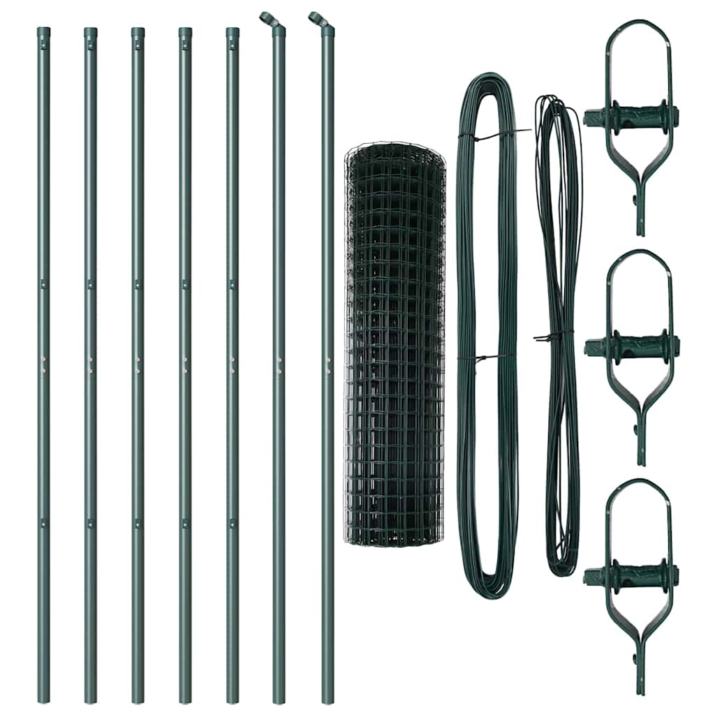 vidaXL Ευρωπαϊκή Περίφραξη με 7 Πόλους 1.2x10 μ Γαλβανισμένος Χάλυβας Πράσινος