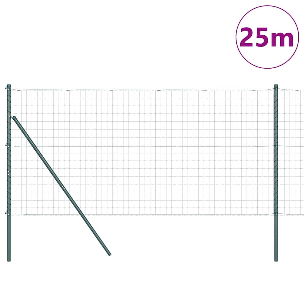 vidaXL Euro Fence με 13 Στυλοβάτες 1.2x25 μ Γαλβανισμένος Χάλυβας Πράσινος