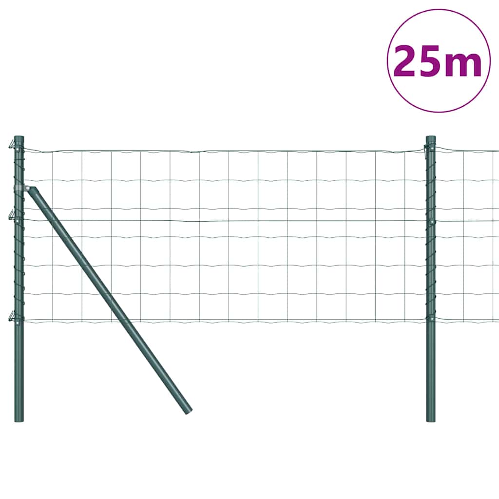 vidaXL Euro Fence με 13 Στηρίγματα 0.6x25 μ Γαλβανισμένος Χάλυβας Πράσινος