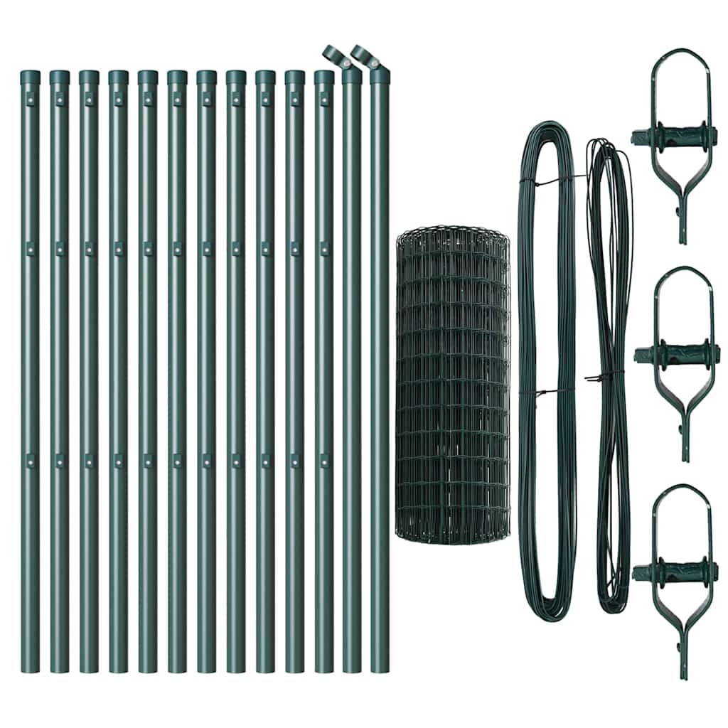 vidaXL Euro Fence με 13 Στύλους 0.8x25 μ Γαλβανισμένος Ατσάλι Πράσινος