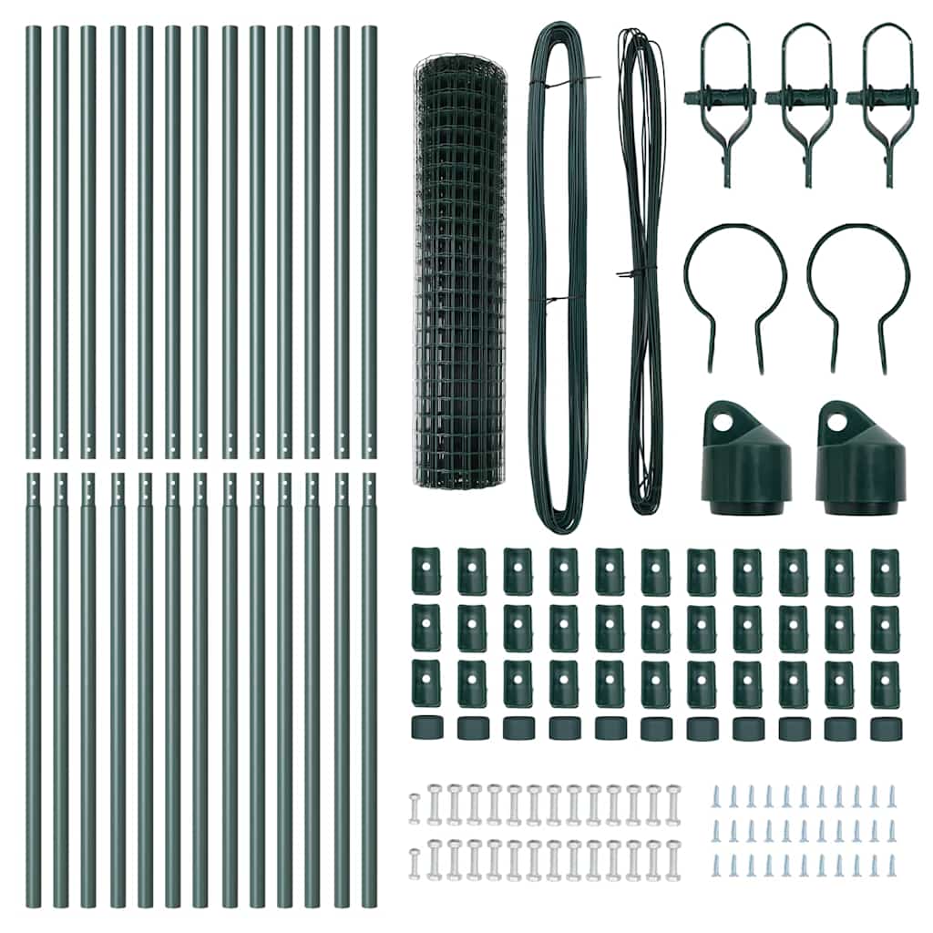 vidaXL Euro Fence με 13 Στήλες 1x25 μ Γαλβανισμένο Ατσάλι Πράσινο
