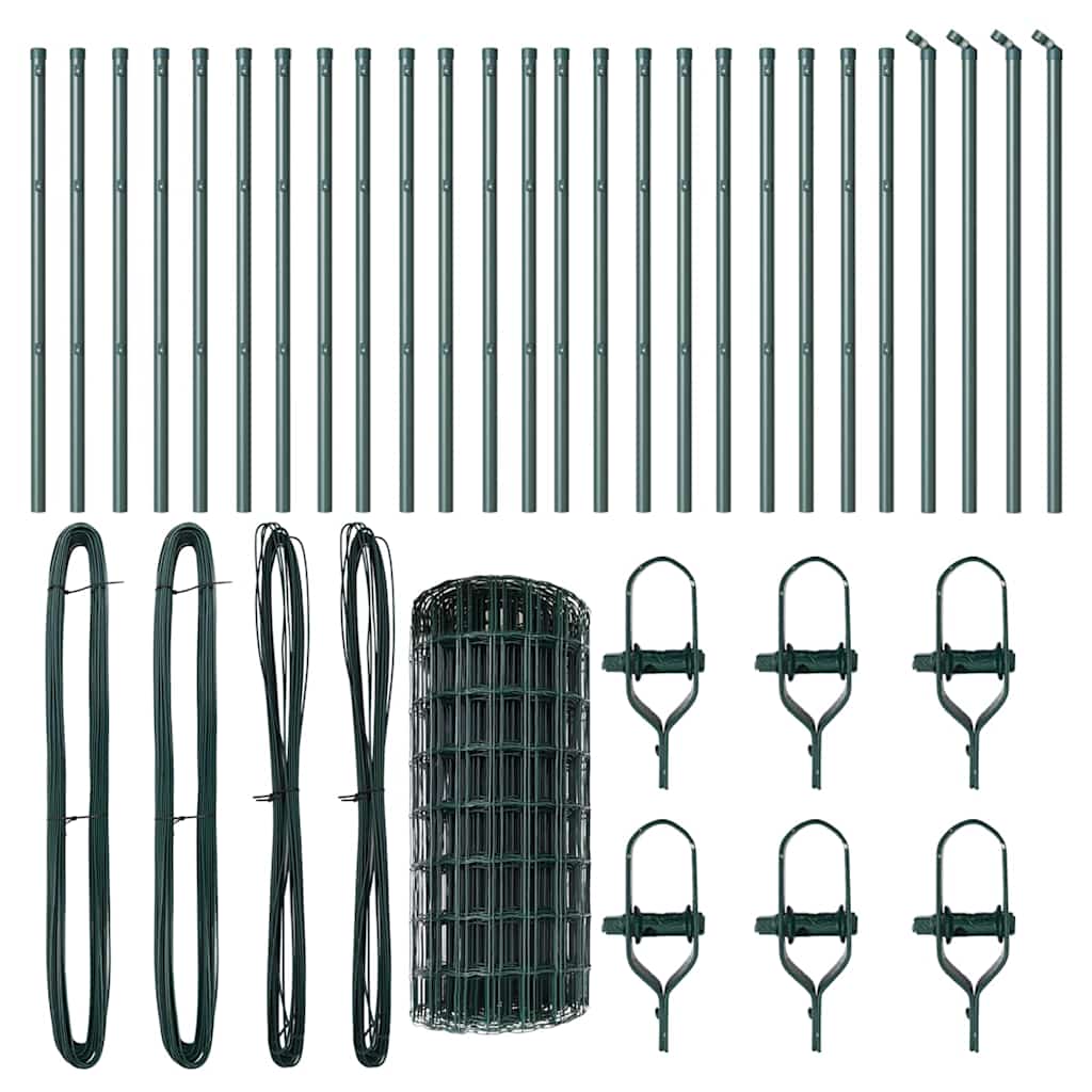 vidaXL Ευρωπαϊκός Φράχτης με 13 Στύλους 0.4x50 μ Γαλβανισμένος Χάλυβας Πράσινος