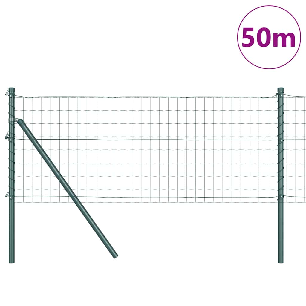 vidaXL Euro Fence με 13 Στηρίγματα 0.6x50 μ Γαλβανισμένο Ατσάλι Πράσινο