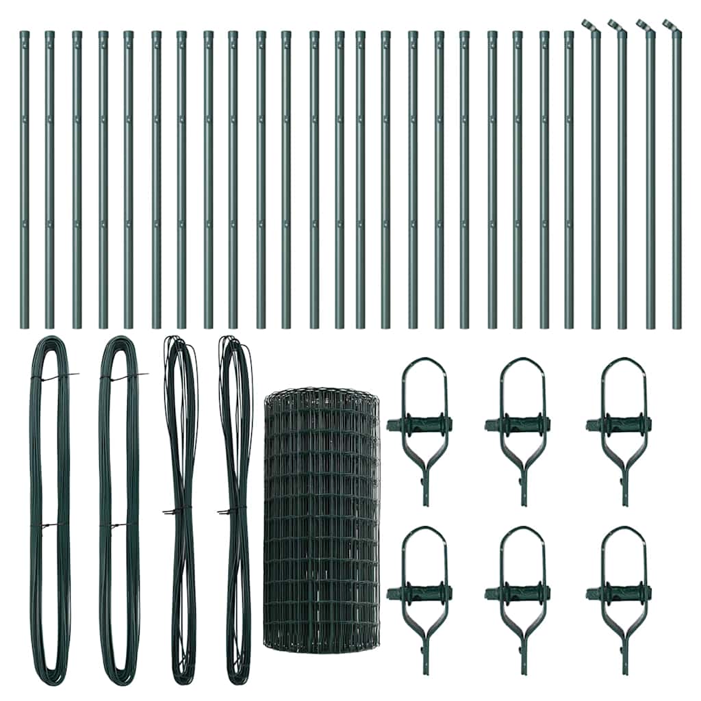 vidaXL Ευρωπαϊκός φράχτης με 13 πόστα 0.4x50 μ γαλβανισμένος ατσάλινος πράσινος