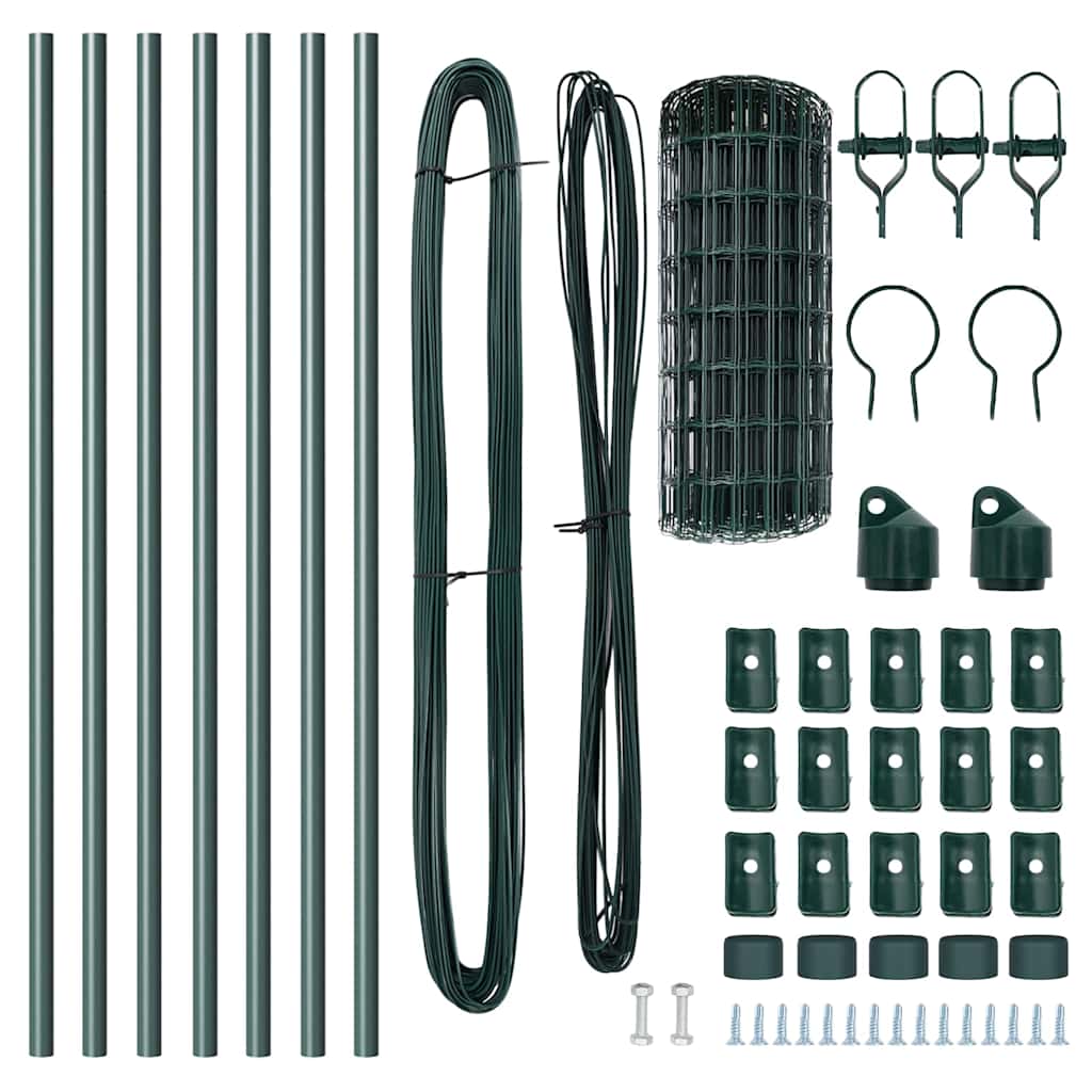 vidaXL Φράχτης Euro με 7 Στυλάκια 0.8x10 μ Γαλβανισμένο Ατσάλι Πράσινο