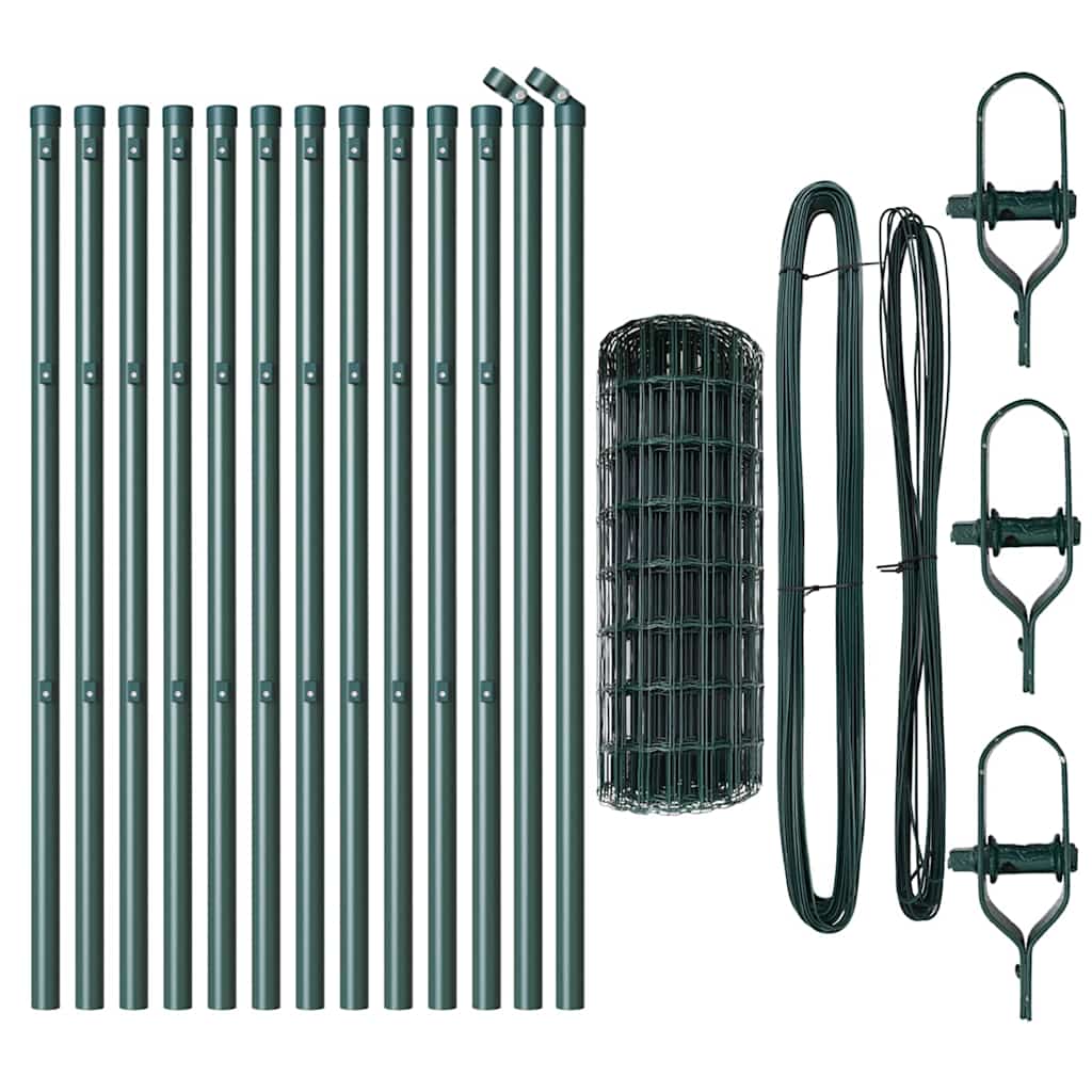 vidaXL Euro Fence με 13 Πόλους 0.8x25 μ Γαλβανισμένο Χάλυβα Πράσινο