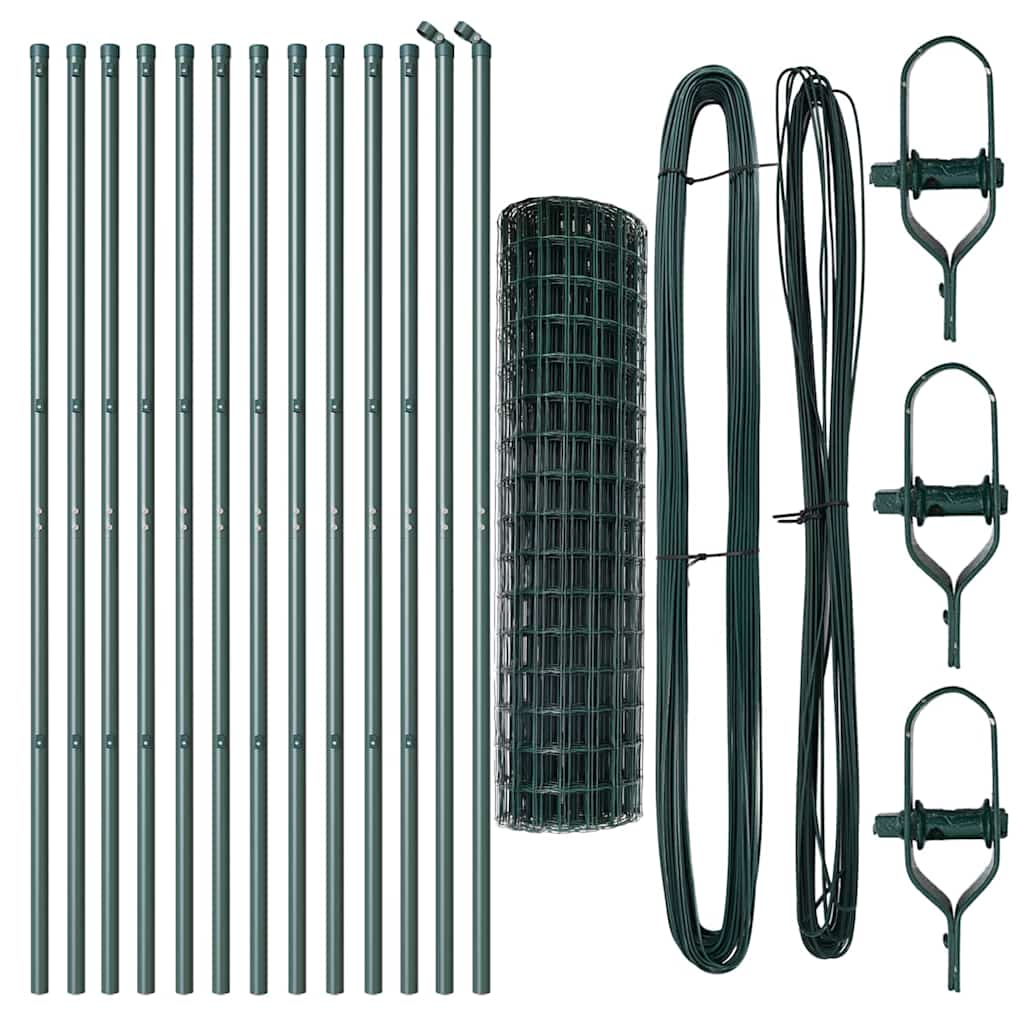 vidaXL Euro Fence με 13 Στύλους 1x25 μ Γαλβανισμένο Ατσάλι Πράσινο