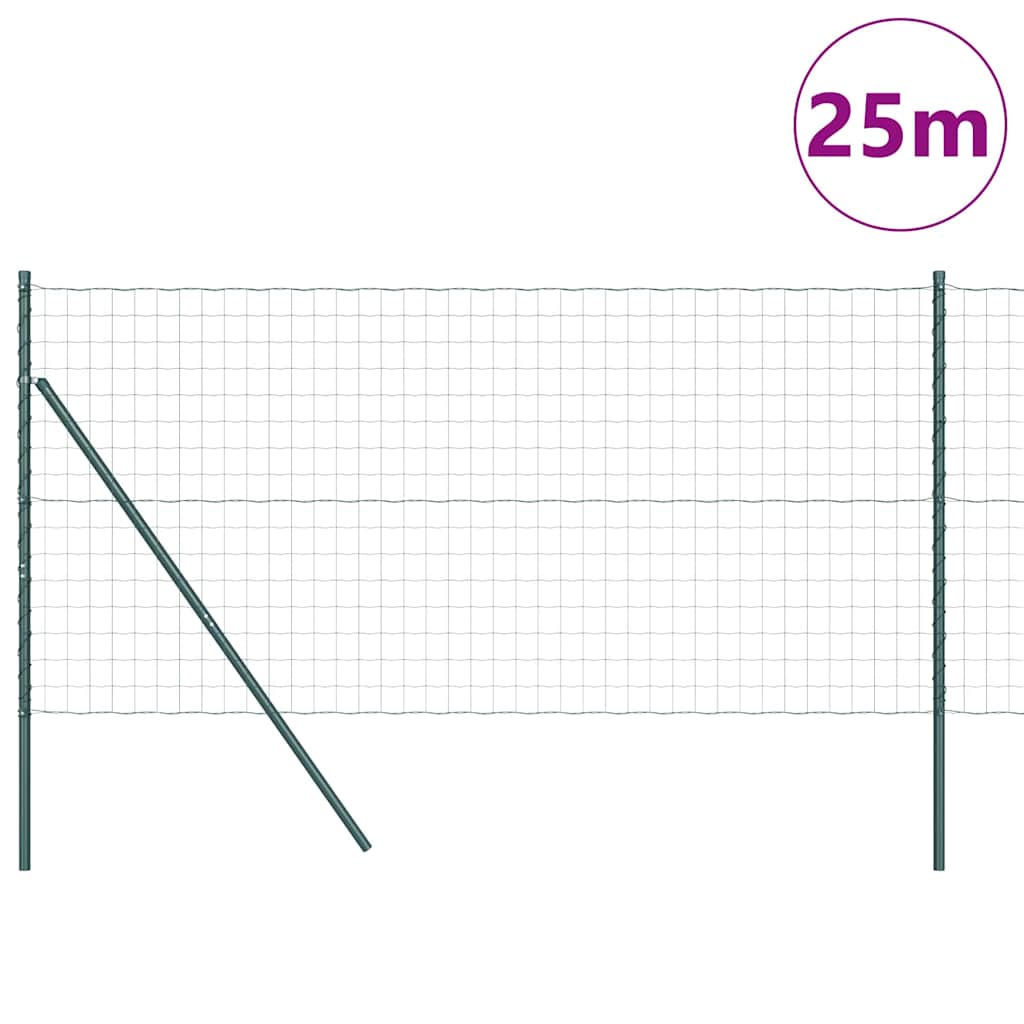 vidaXL Euro Fence με 13 Στύλους 1x25 μ Γαλβανισμένο Ατσάλι Πράσινο