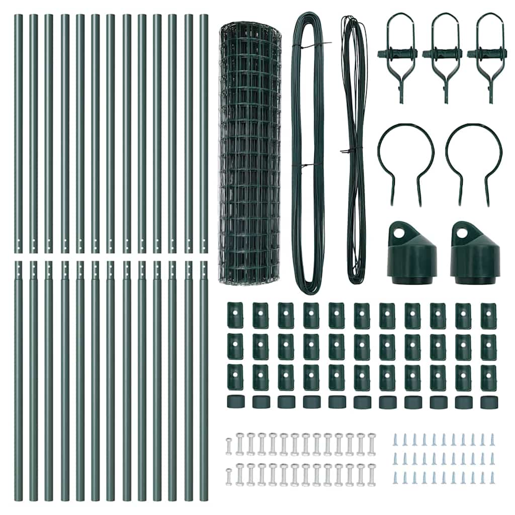 vidaXL Ευρωπαϊκός Φράκτης Σετ 2 Πράσινος Χάλυβας με επικάλυψη σκόνης