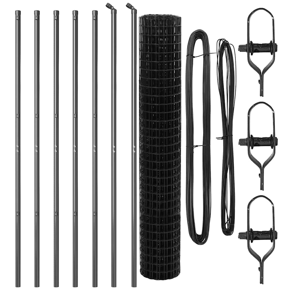 vidaXL Euro Fence με 7 Στηρίγματα 1.5x10 μ Γαλβανισμένος Χάλυβας Γκρι