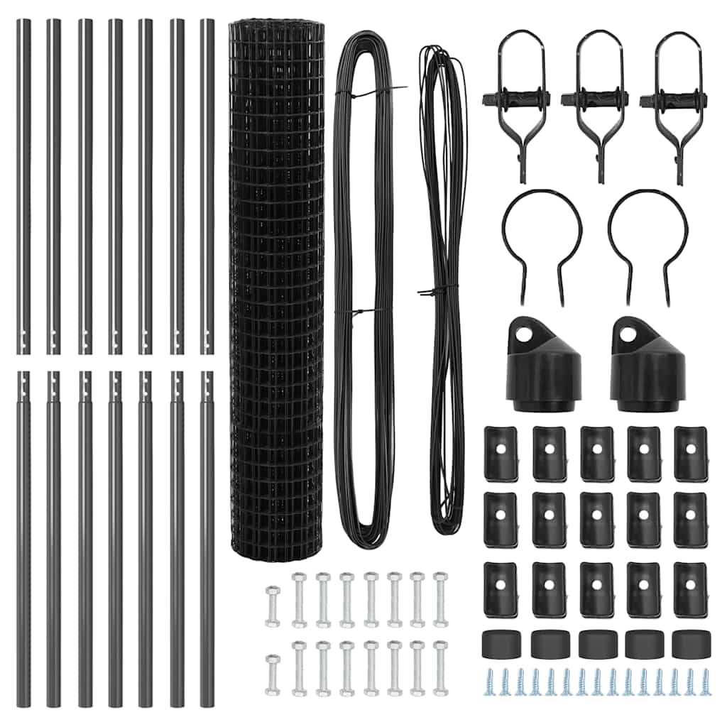 vidaXL Euro Fence με 7 Στηρίγματα 1.5x10 μ Γαλβανισμένος Χάλυβας Γκρι