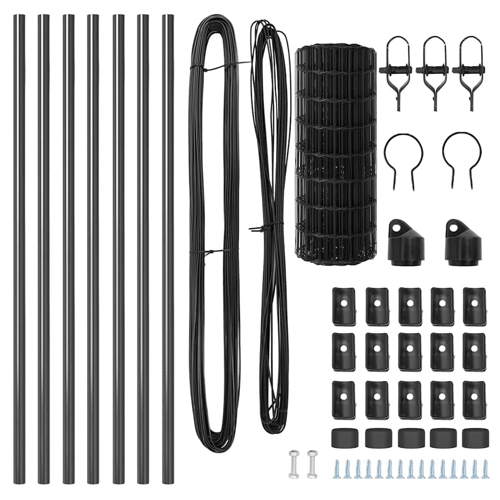 vidaXL Ευρωπαϊκή Περίφραξη με 7 Στηρίγματα 0.4x10 μ Γαλαβανισμένος Χάλυβας Γκρι