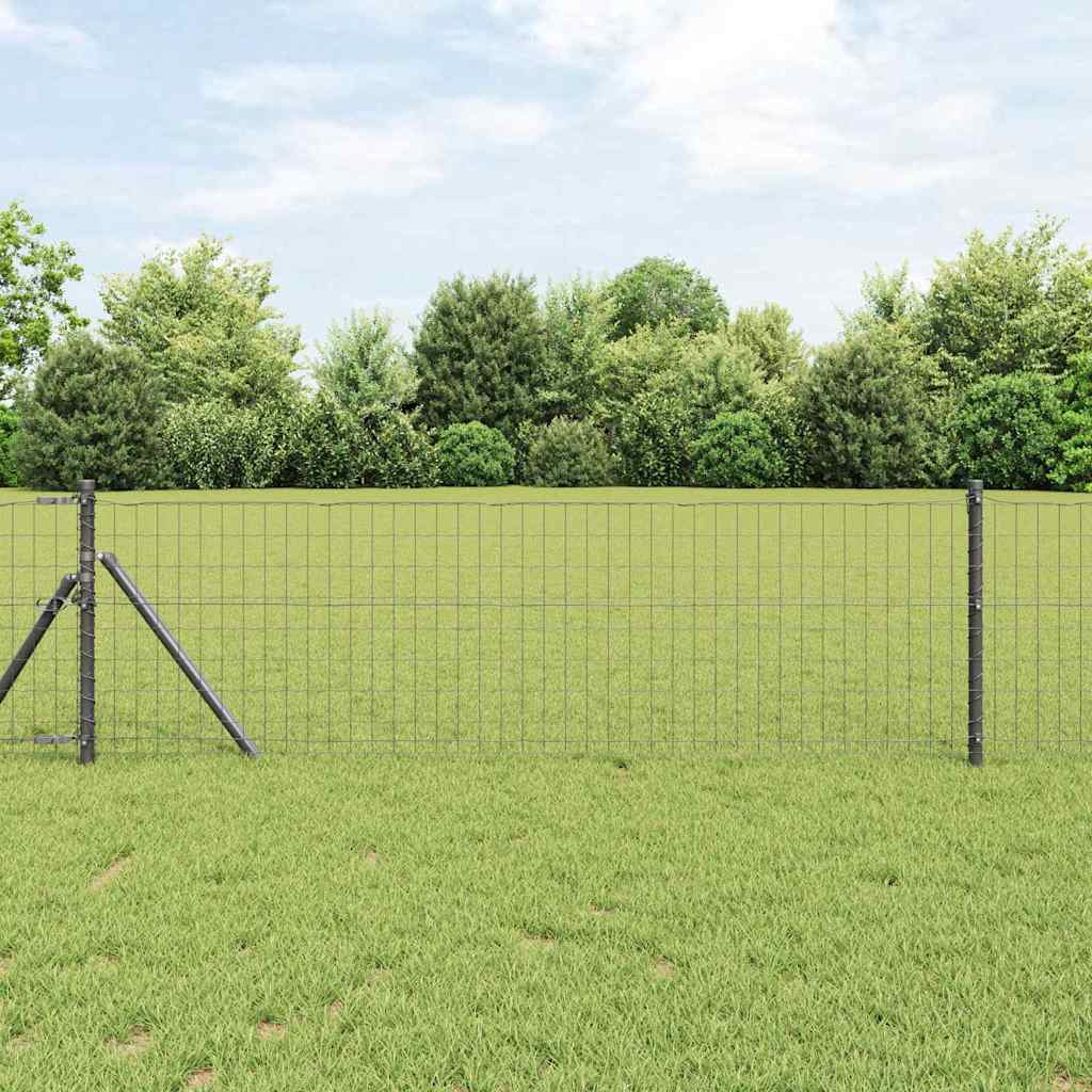 vidaXL Euro Fence με 7 στήλες 0.8x10 μ. Γαλβανισμένος χάλυβας Γκρι