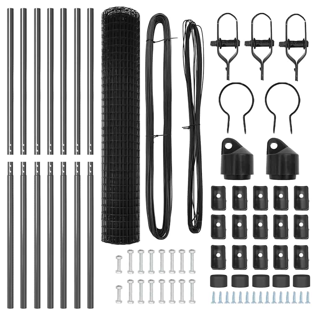 vidaXL Euro Fence με 7 Στύλους 1.5x10 μ Γαλβανισμένο Ατσάλι Γκρι