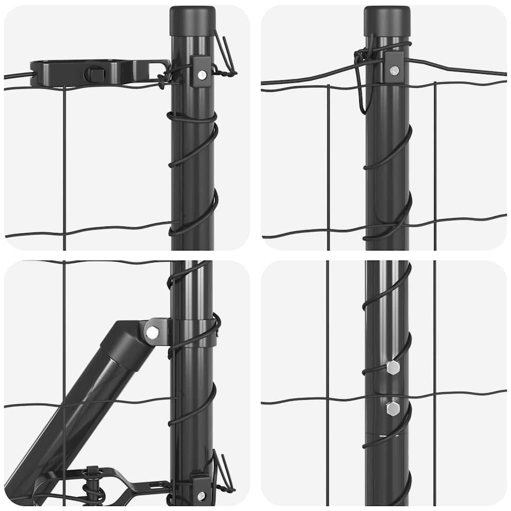 vidaXL Euro Fence με 7 Στηρίγματα 1.4x10 m Γαλβανισμένος Χάλυβας Γκρι