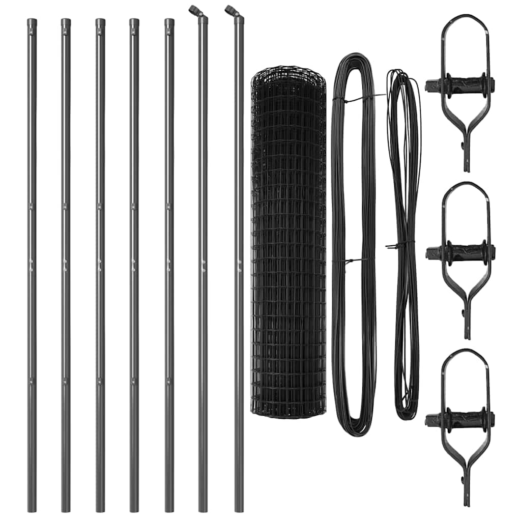 vidaXL Euro Fence με 7 Στηρίγματα 1.4x10 m Γαλβανισμένος Χάλυβας Γκρι