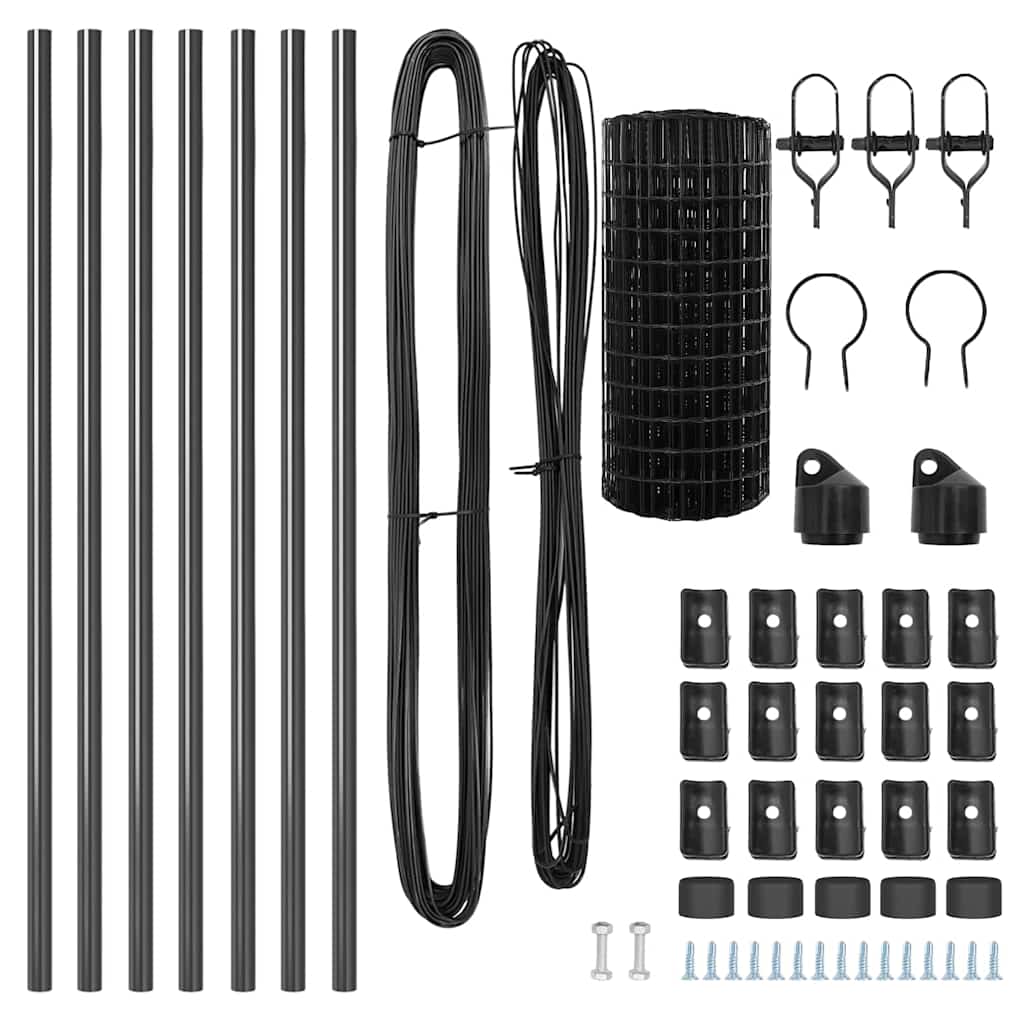 vidaXL Γκρι Φράχτης Σετ 2 Γκρι Μέταλλο Μεγάλο Ανθεκτικός