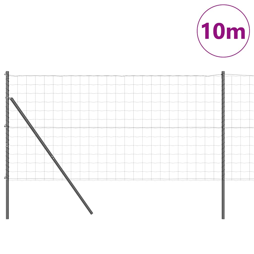 vidaXL Ευρωπαϊκή Περίφραξη με 7 Πόλους 1x10 μ Γαλβανισμένος Χάλυβας Γκρι