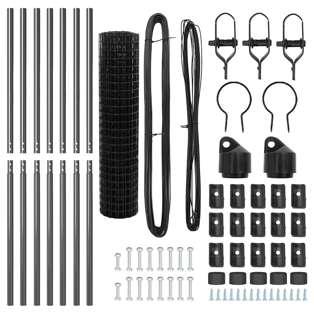 vidaXL Γκρι Ευρωπαϊκή Φράχτη με 7 Πόλους 1,4x10 μ Γαλβανισμένο Ατσάλι