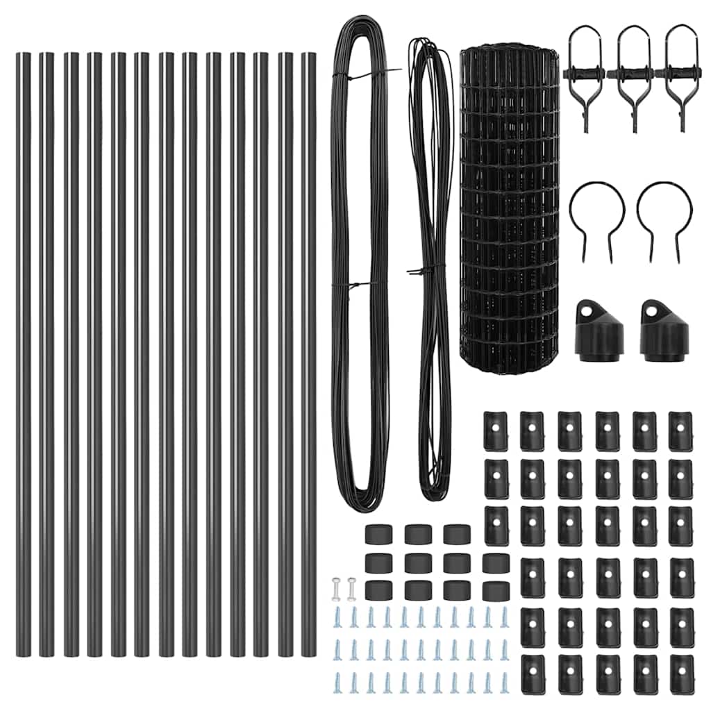 vidaXL Ευρωπαϊκός φράχτης με 13 Πόλους 0.6x25 m Γαλβανισμένος Σίδερος Γκρι