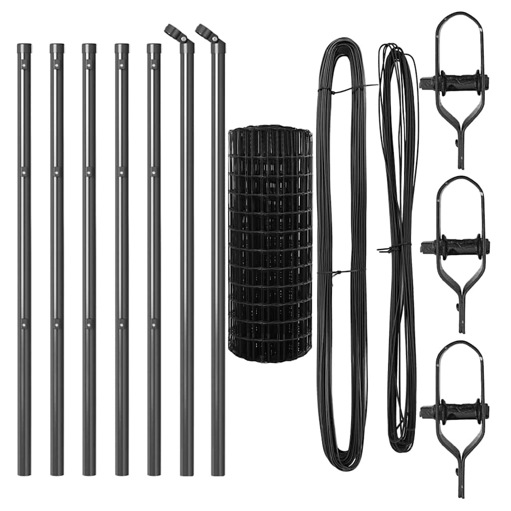 vidaXL Euro Fence με 13 Στύλους 0.8x25 μ Γαλβανισμένος Χάλυβας Γκρι